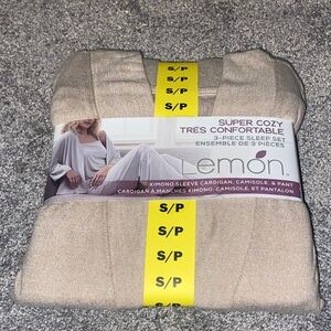 Lemon Soft Tan 3-Piece Sleep Set super soft and cozy